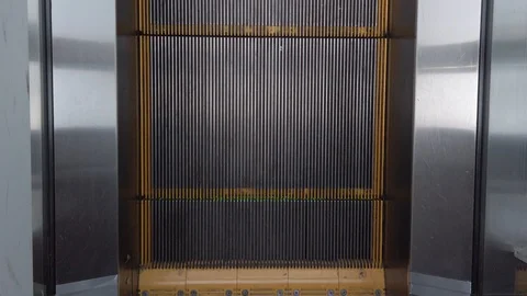 Close-up shot of automatic escalator. Stock Footage 124977721