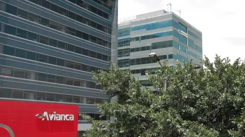 Close Up Shot of Avianca Tower and Colombian Chamber of Infrastructure Stock Footage 42268239