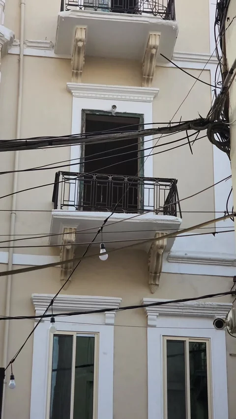 Close-up shot of balconies and windows Stock Footage 314247438