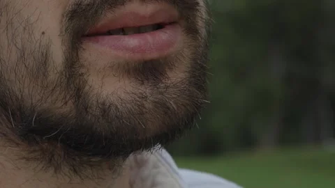 Close-up shot of bearded man smoking cigarette. Stock Footage 270044353