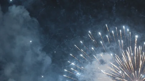Close shot of beautiful flashing firework Stock Footage 86416313