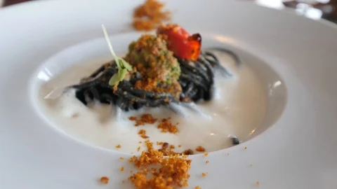 A close-up shot of a beautiful pasta dish. Stock-Footage 120882453