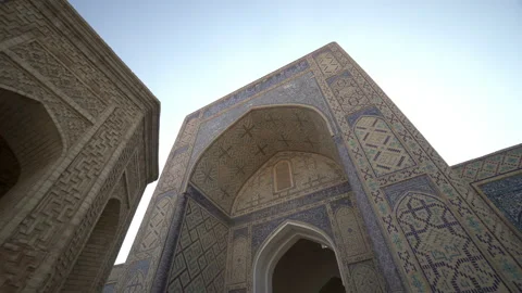 Close-Up Shot Of Beautiful Patterned Wall Against Clear Sky On Sunny Day - Stock Footage 155837605