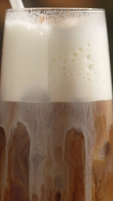 Close up shot of beautiful smooth marble texture blending of milk into dark.. Stock Footage 335516596