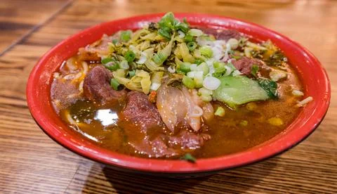 Close up shot of beef noodle Foto stock