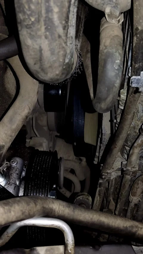 A close-up shot of belts inside a car engine Stock Footage 336274692