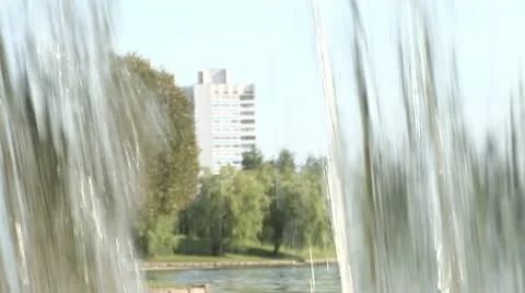 Close shot on big beautiful artificial waterfall indoor Video stock 22226065