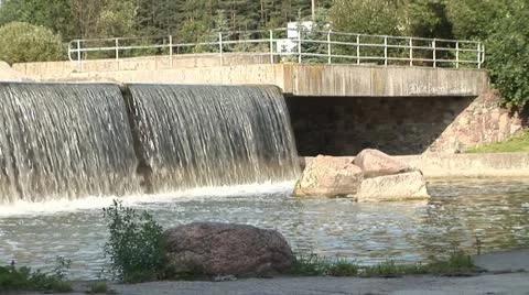 Close shot on big beautiful artificial waterfall indoor Stock-Footage 22227034
