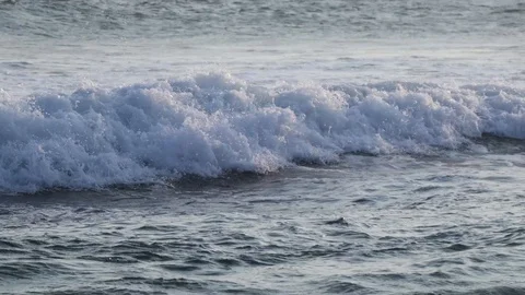 Close Up shot of big ocean waves splashing around Stock Footage 108075230