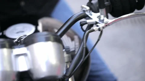 Close-up shot of biker. Getting ready for speed start Stock Footage 142888374