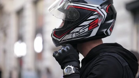 Close-up shot of biker. Getting ready for speed start Stock Footage 142890487