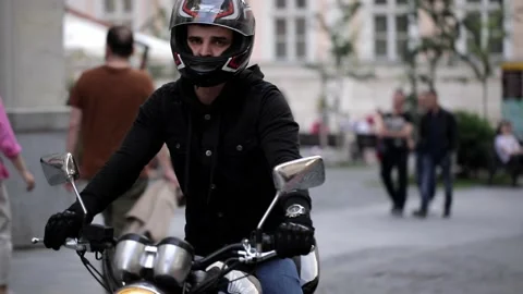 Close-up shot of biker. Getting ready for speed start Stock Footage 142891095