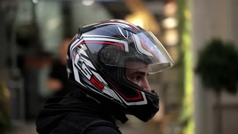 Close-up shot of biker. Getting ready for speed start Stock Footage 142895043