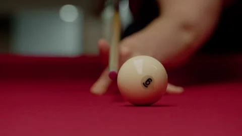 Close-up shot of a billiard ball rolling straight towards the camera. Stock Footage 278838088