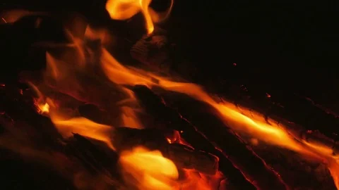 Close up shot of blaze fire flame at night, 4k Video stock 77625230