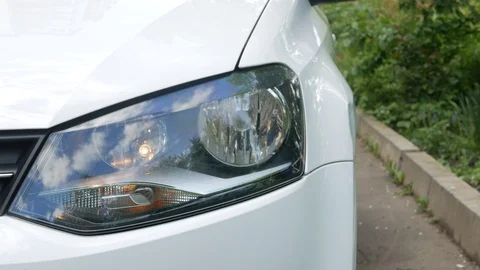 Close up shot of blinking headlights in car Stock Footage 108656221