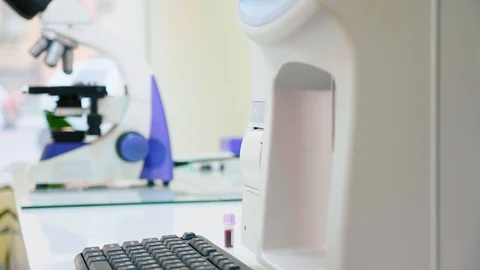 Close-up shot of blood testing machine in veterinary laboratory Stock Footage 93781311