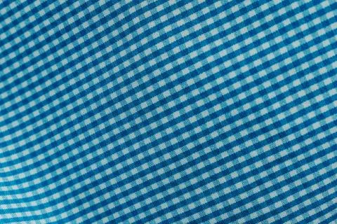 Close up shot of blue checks pattern on fabric background Stock Photos