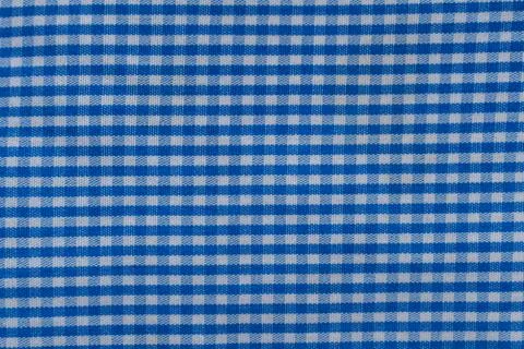 Close up shot of blue checks pattern on fabric background Stock Photos