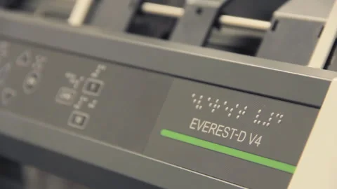 Close Shot of Braille Printing Device With Tactile Labels Stock Footage 312274956