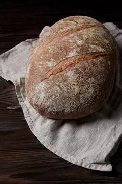 Close shot bread sackcloth rustic Stock Photos