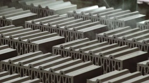 Close up shot of bricks, moving on conveyor Stock Footage 58264792