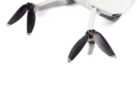 A close-up shot of the broken propellers and brushless motor of a drone Stock Photos