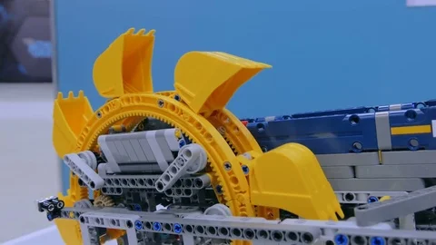 Close up shot of bucket wheel excavator meccano Stock Footage
