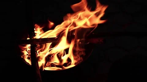 Close up shot of burn fire in dark background. Abstract burn fire background Stock Footage 169008375