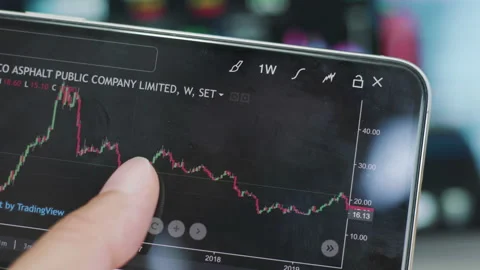 Close up shot of businessman using stock market charts on smartphone screen Stock Footage 146694515