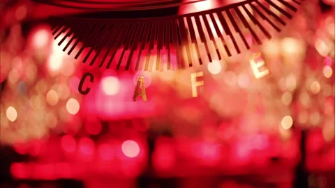 A close up shot of a cafe sign, letters suspended from a curved design rese.. Stock Footage 339404356
