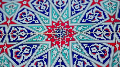 A close-up shot captures the intricate details of vibrant, traditional cera... Stock Footage 339304997