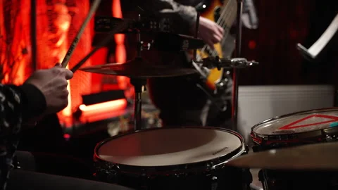 A close-up shot capturing the drummer's passionate performance, 動画素材 315243069