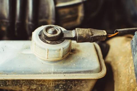 A close up shot of car engine hoses Stock Photos