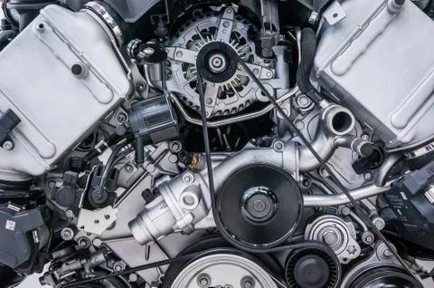 Close up shot of car engine Stock Photos