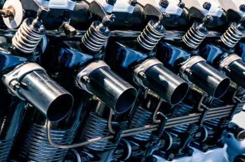 Close up shot of car engine Stock Photos