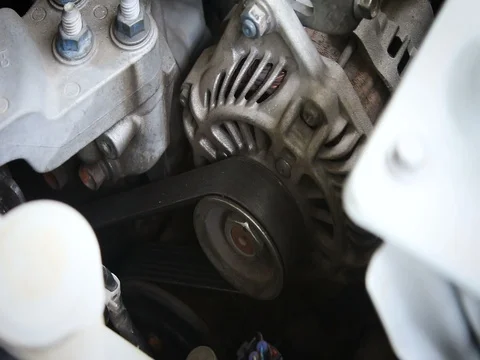 Close up shot of charger dinamo engine start with sound 動画素材 74582848