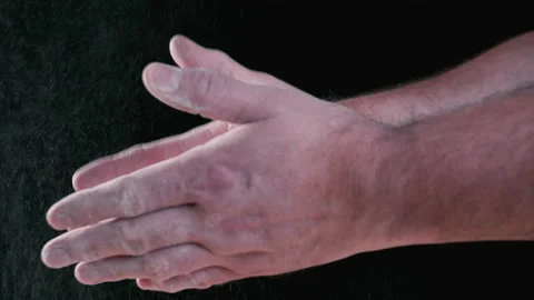 Close-up shot of a Chef Shakes Off The White Flour From Her Hands. Flour Video stock 169150920