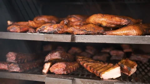 Close-up shot of a chicken thigh lying on an exit rack in the oven Stock Footage 186004936