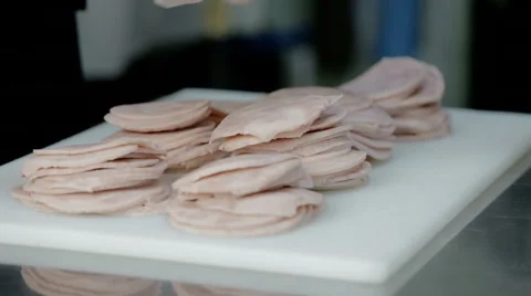 Close up shot the Chief lays ham Stock Footage 65806020