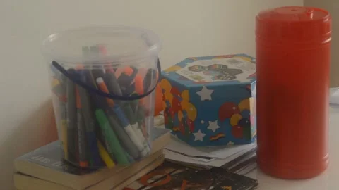 Close up shot of childrens crayons Stock Footage 247561573