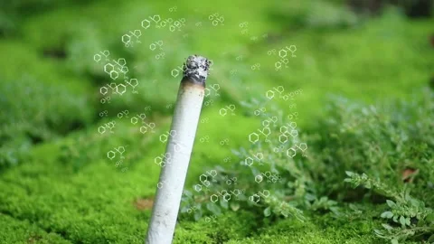 Close-up shot of a cigarette butt with nicotine release effect Stock Footage 300062029
