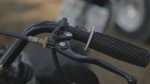 Close-up shot of a classic motorcycle Stock Footage 119226054