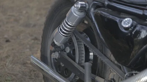 Close-up shot of a classic motorcycle Stock Footage 119226062