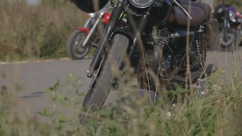 Close-up shot of a classic motorcycle Stock Footage 119226231