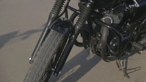 Close-up shot of a classic motorcycle Stock Footage 119226238