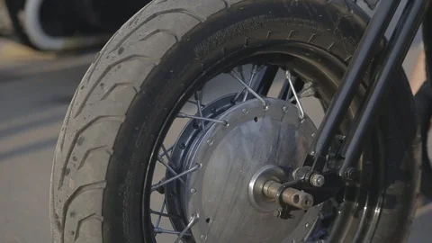 Close-up shot of a classic motorcycle Stock Footage 119226253