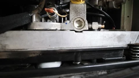 Close-up shot of a cleaned RV generator Stock Footage 148870849