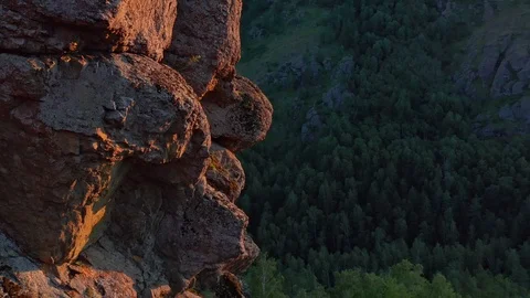 Close-up shot of a cliff at sunset. Stock Footage 112924895