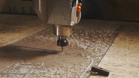 Close up shot of the cnc machine, which is engaged in cutting a piece of glass Video stock 90177120